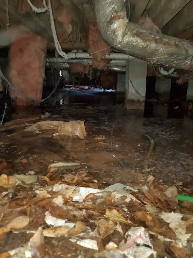 Crawl space flood assessment for Commercial Water Damage Restoration in Hull